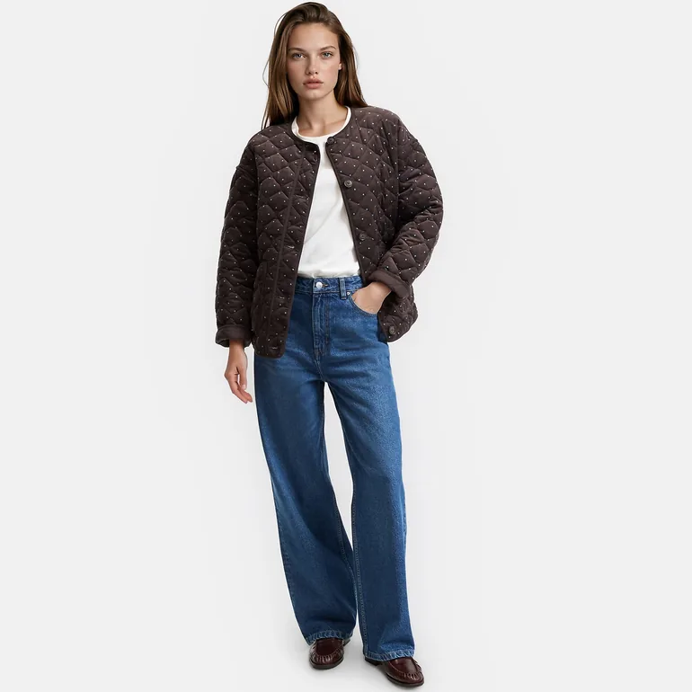 Polka Dot Cotton Short Padded Jacket