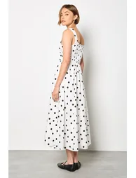 Polka Dot Smocked Midi Dress - 7