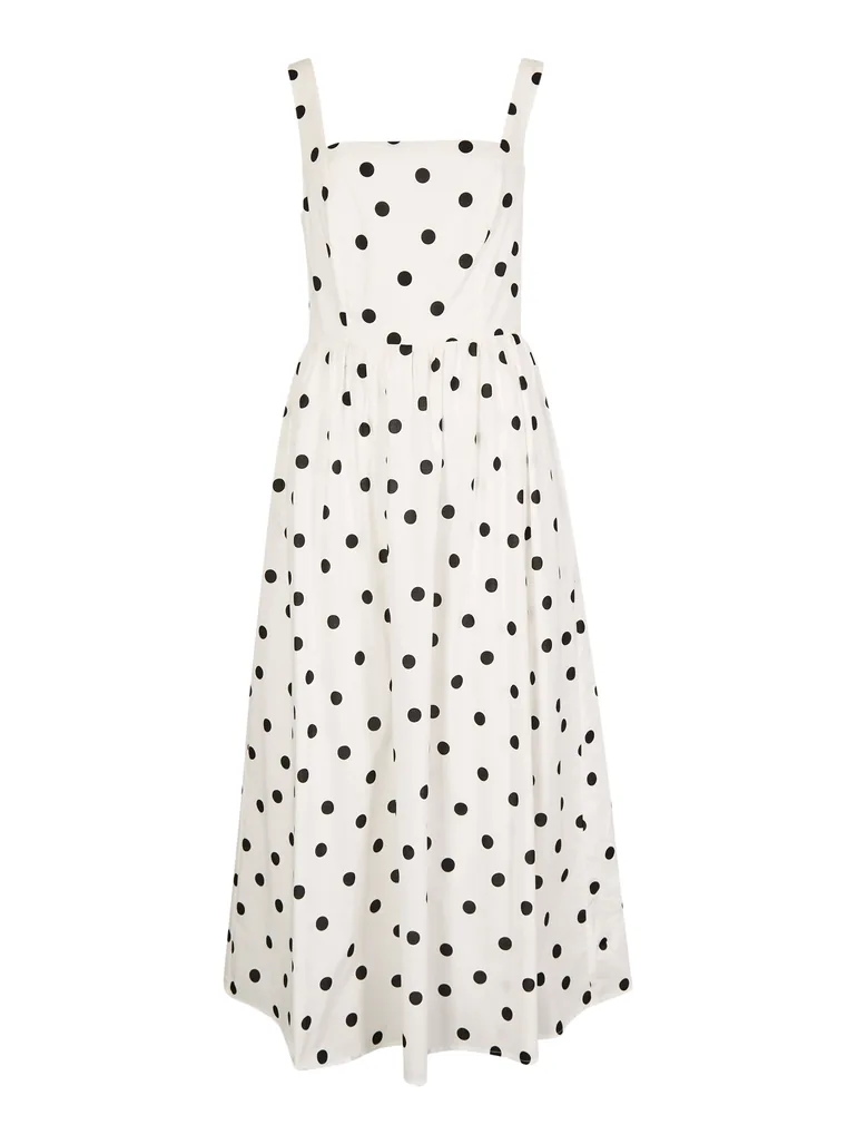 Polka Dot Smocked Midi Dress - 8