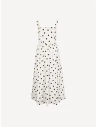 Polka Dot Smocked Midi Dress - 9