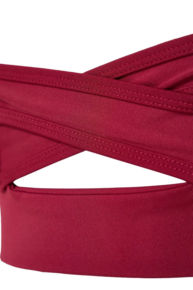 Magenta Support/Shaping Back Detail Square Neck Knitted Sports Bra - 3