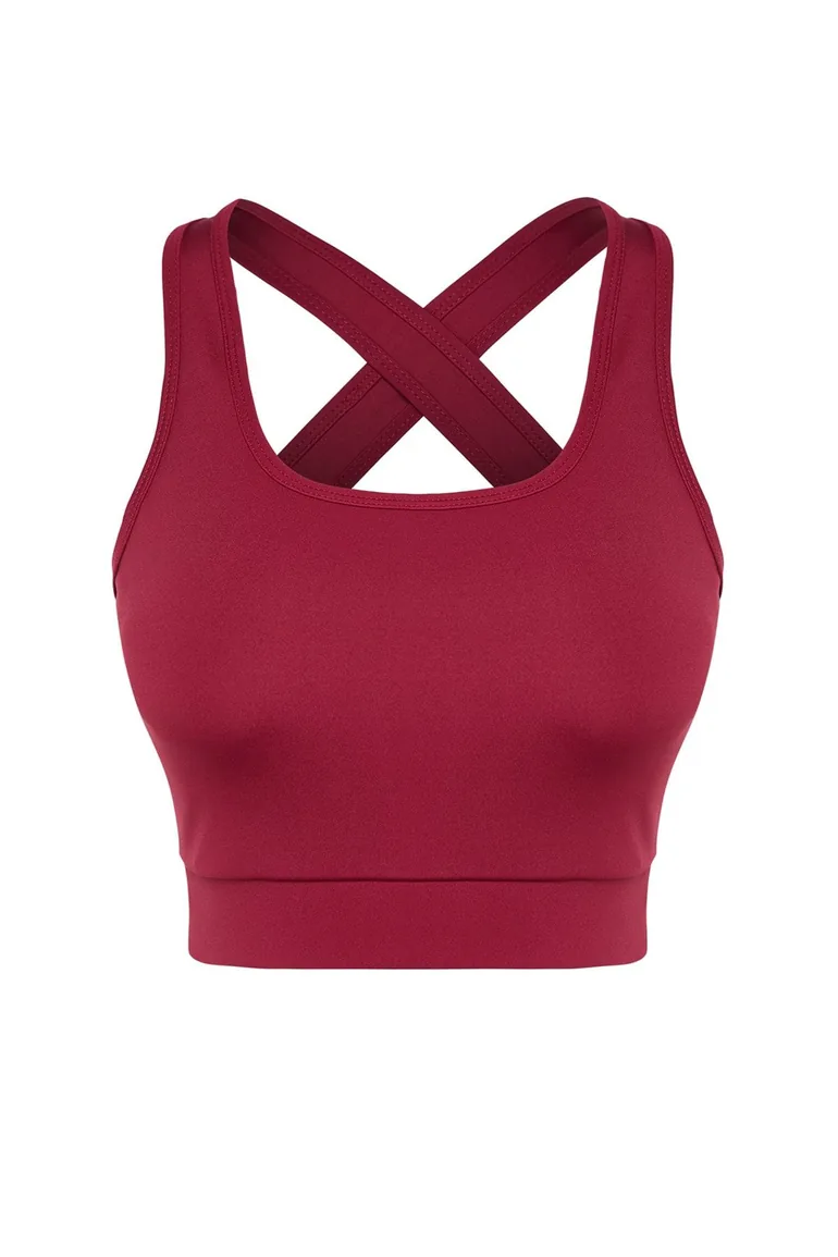 Magenta Support/Shaping Back Detail Square Neck Knitted Sports Bra - 4