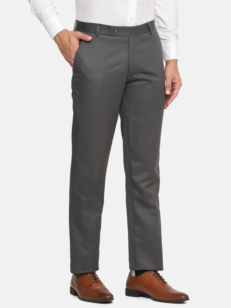 Men Grey Formal Trousers - Classic Fit - 3