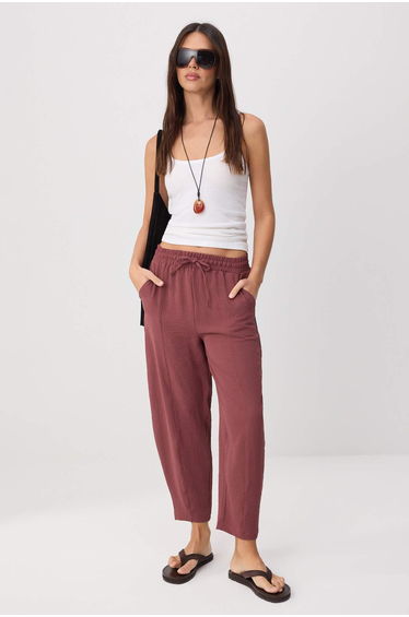 Dark Dusty Rose Elastic Waist Harem/Shalwar Relaxed Fit Pants