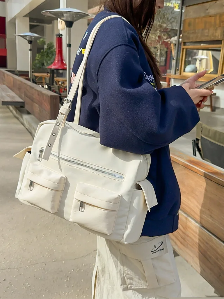 White Double Strap Shoulder Bag - 1