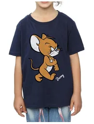 Tom and Jerry Girls Mouse Cotton T-Shirt - Navy Blue - 2
