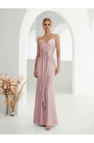 Leely Women's Elegant Spaghetti Straps Sleeveless Party Dress