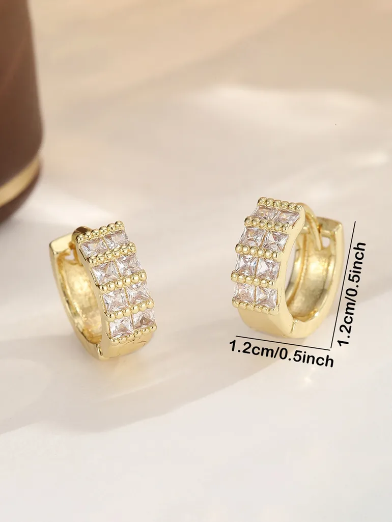 Embellished Huggie Earrings - 4