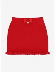 Girls Troy Rib Knitted Skirt in Red - 2