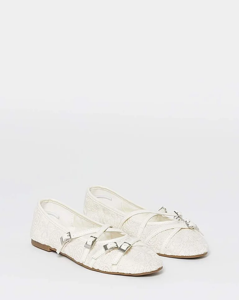 Multi Buckle Ballerinas Wide Fit