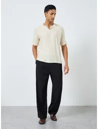 Men Textured Linen Blend Oversized T-Shirt