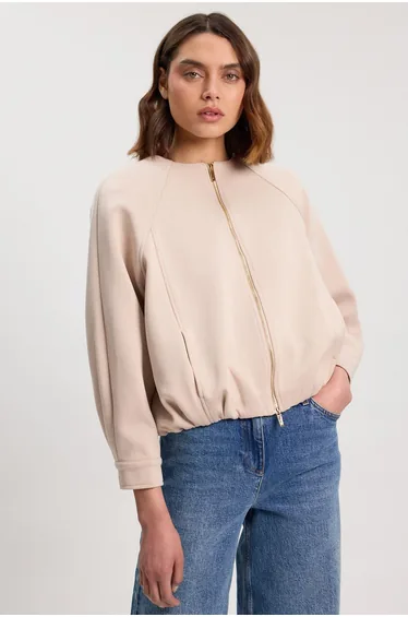 Jersey Scuba Zip Up Bomber Jacket