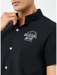 Graphic Print Buttoned Front Short Sleeve Shirt - 3