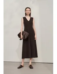 V-Neck Waist-Cinched Dress