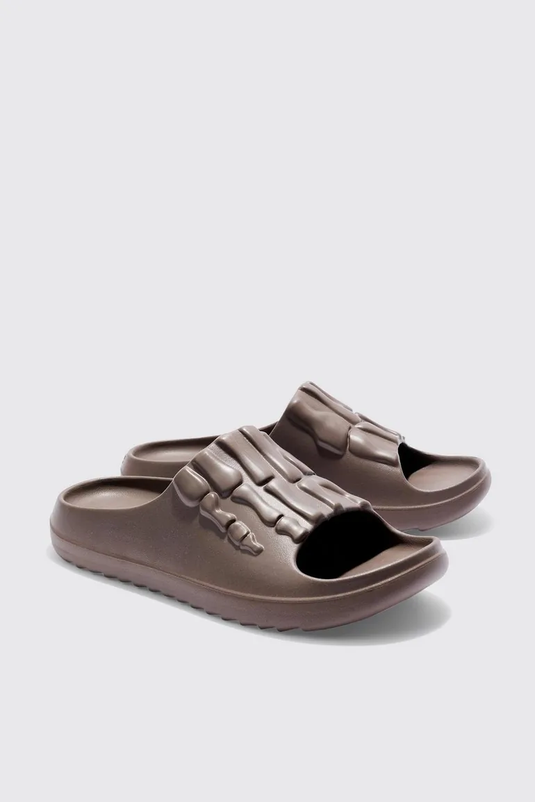 Perforated Skeleton Moulded Slider - brown