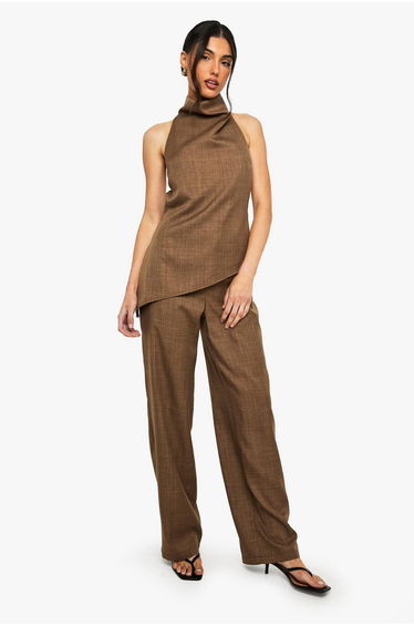 Woven Marl Straight Leg Trousers