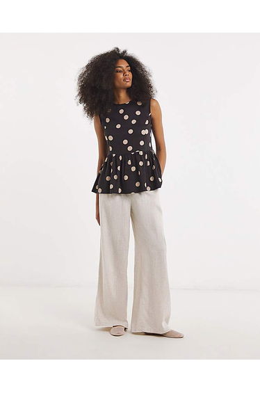 Chocolate Spot Peplum Shell Top