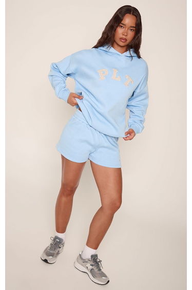 Light Blue Contrast PLT Logo Sweat Shorts