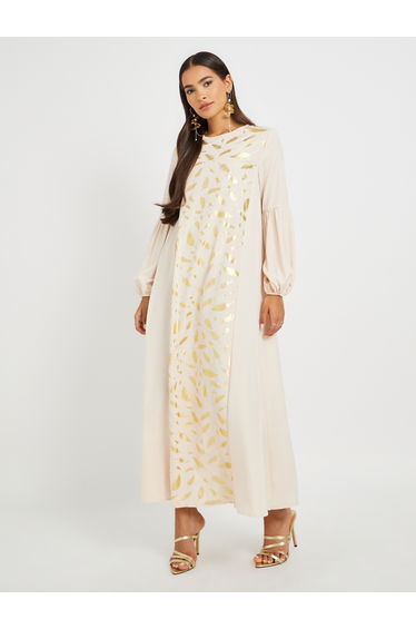 Foil Printed Cuffed Sleeves Jalabiya