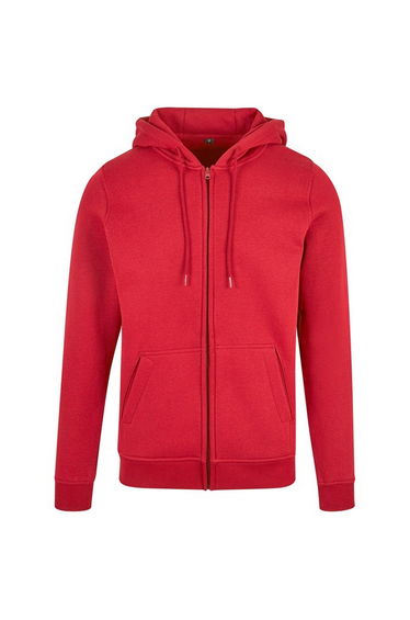 Build Your Brand Mens Heavy Zip Up Hoodie - City Red