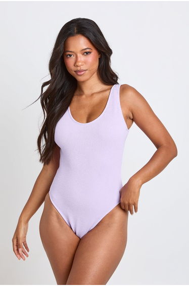 Textured Scoop Swimsuit - lilac