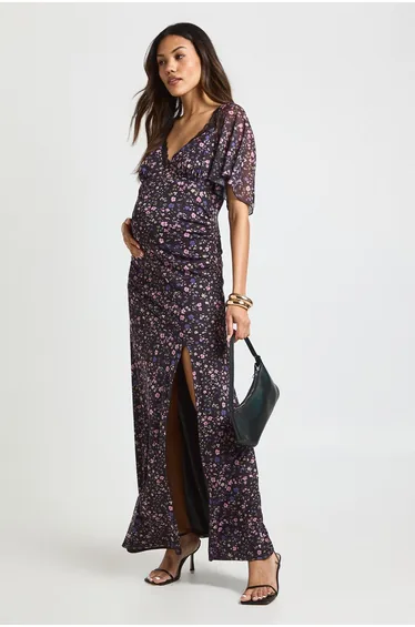 فستان بوهو شيفون متعدد الالوان بطبعة أزهار- للحوامل