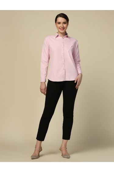 Pink Solid Long Sleeve Shirt