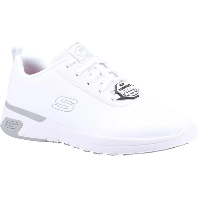 Skechers Womens/Ladies Marsing Gmina Slip Resistant Leather Trainers - White