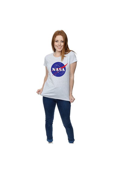 NASA Womens/Ladies Insignia Distressed Logo T-Shirt - Sports Grey