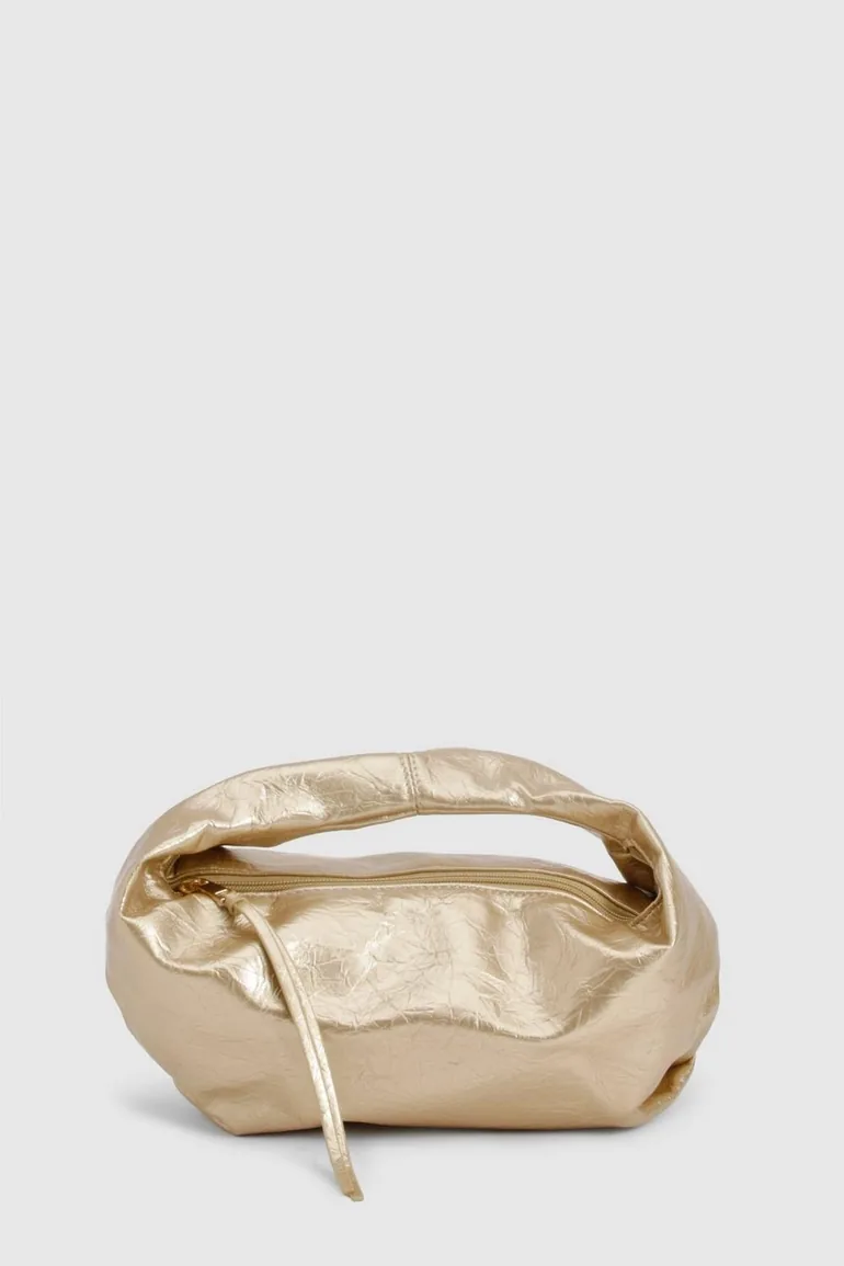 Textured Metallic Slouchy Grab Bag - gold - 1