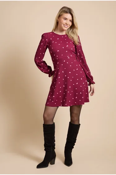 Berry Hearts Jersey Mini Dress