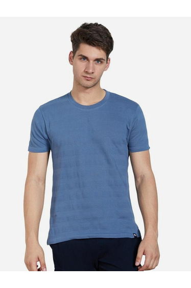 Men Textured Cotton Crew Neck T-Shirt