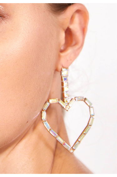 Hollow Heart Glittering Rhinestone Earrings