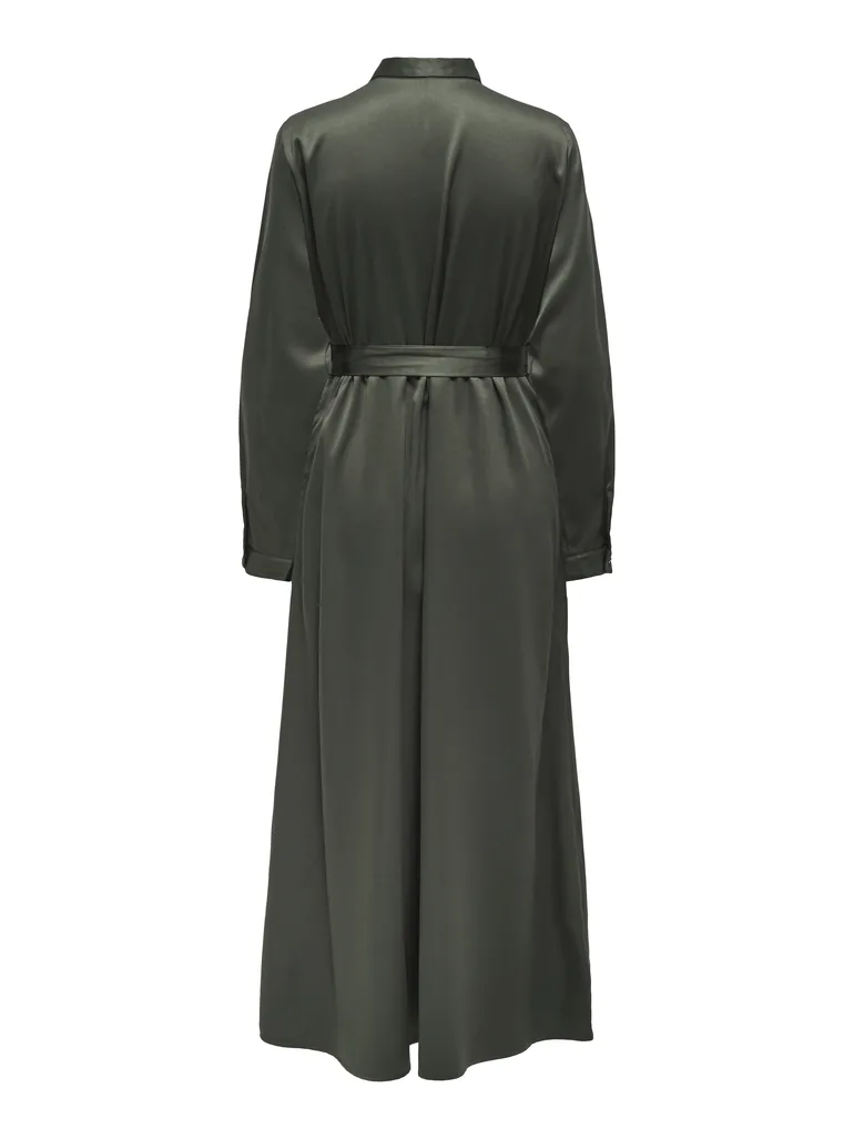 belted satin shirt dress L'Agence Uriah Belted Satin Shirt Dress With Buttons