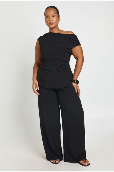 Plus Wide Leg Trousers - black