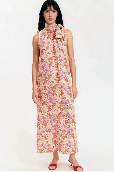 Floral Print Sleeveless Maxi Dress