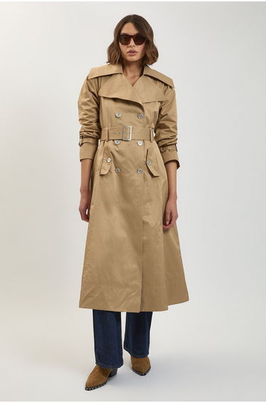 Cotton Sheen Belted Classic Trench Coat