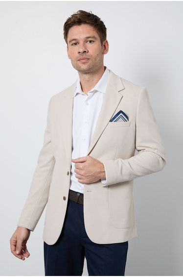 Neutral Pique Patch Pocket Slim Fit Blazer