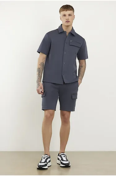 Grey Premium Regular Fit Nylon Pocket Shorts