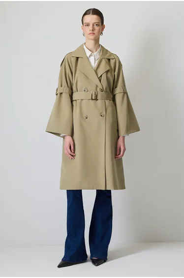 TRENCH COAT WITH SLEEVE EPALLETS AND BELT