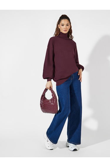 Oversized Longline Turtle Neck Sweater