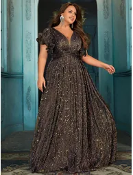 Fantasy Women Party Formal Dress Bling Plus Size Summer Evening Gown - 1