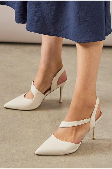 Wide Fit Everly Asymmetric Pointed Stiletto High Heel Courts