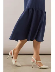 حذاء كعب عالي واليس باللون البيج - 3