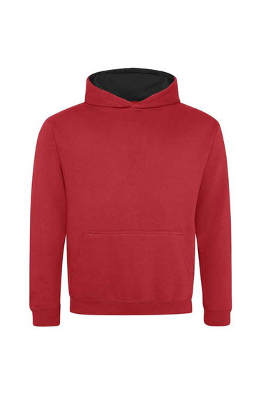 Awdis Childrens/Kids Varsity Hoodie - Fire Red/Jet Black