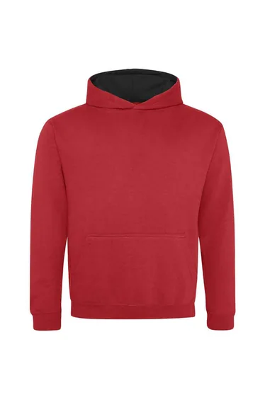 Awdis Childrens/Kids Varsity Hoodie - Fire Red/Jet Black