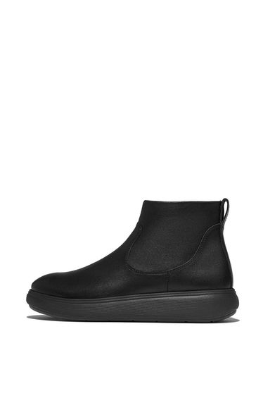 Iq-Comff Leather Zip Ankle Boots All Black
