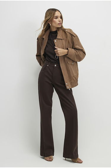Brown Mid Rise Bootcut Jeans