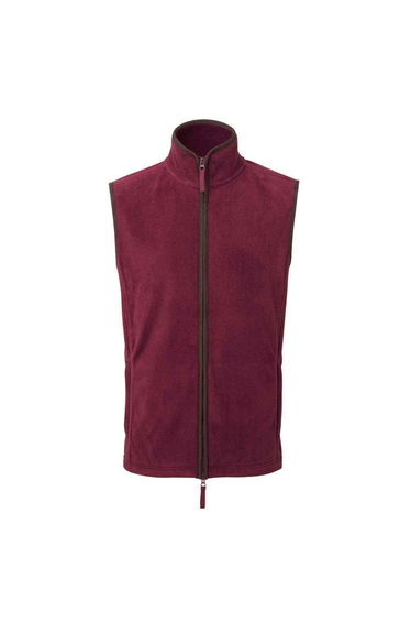 Premier Mens Artisan Fleece Gilet - Burgundy/Brown