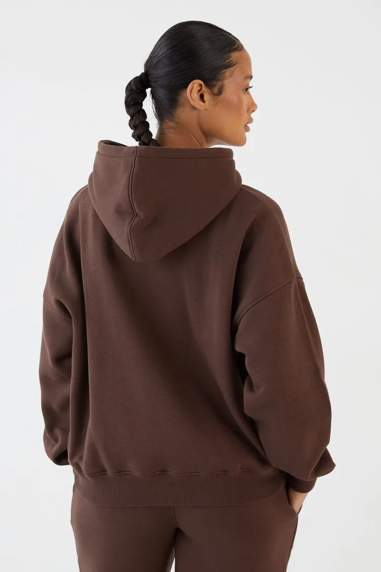 DSGN Studio Stripe Applique Oversized Hoodie - dark chocolate - 2